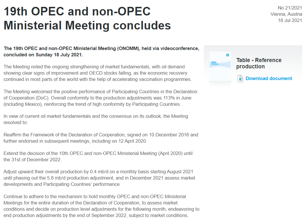 OPEC+维持成员国配额不变，新增产能基线有何玄机