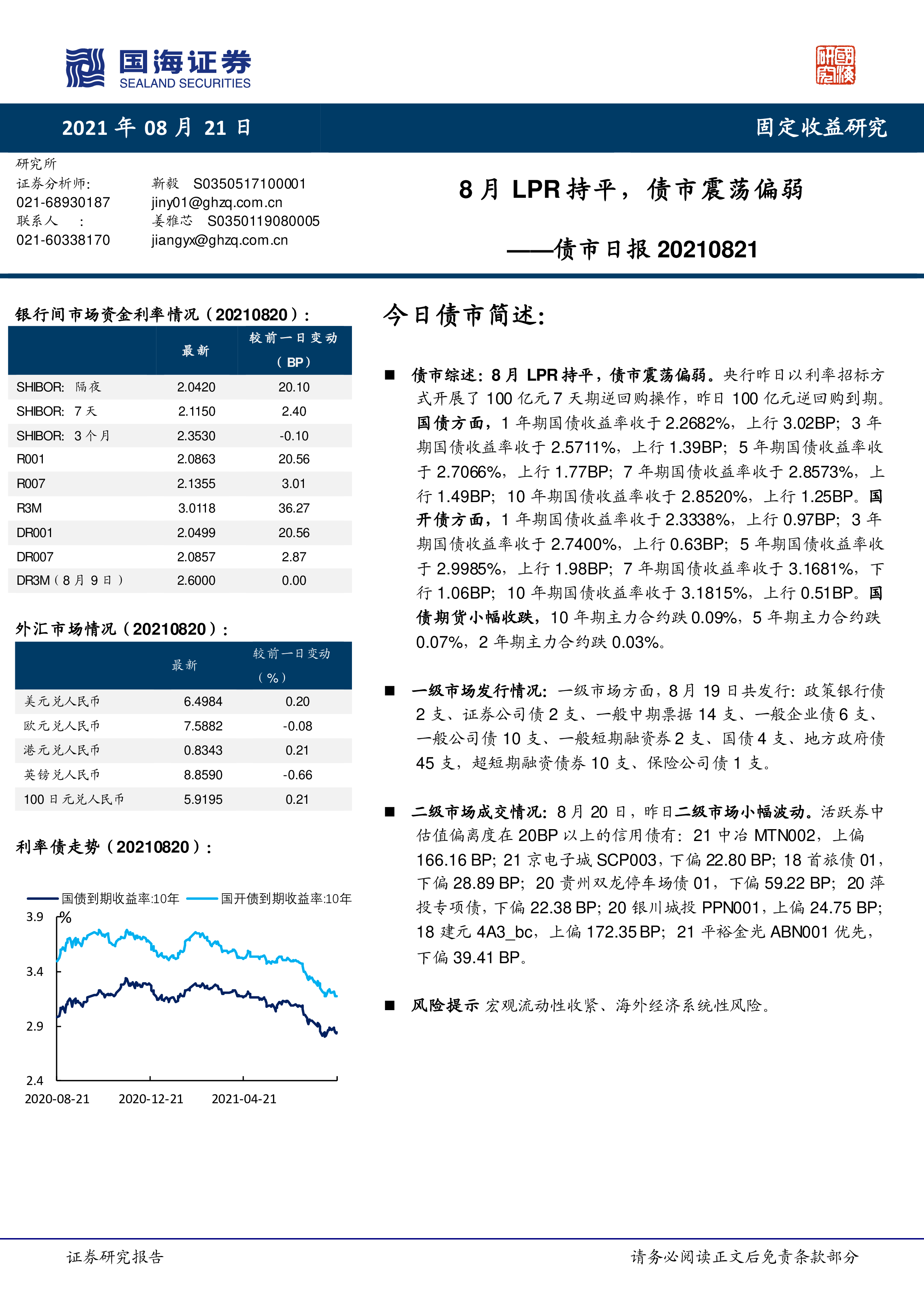 债市日报：7月21日