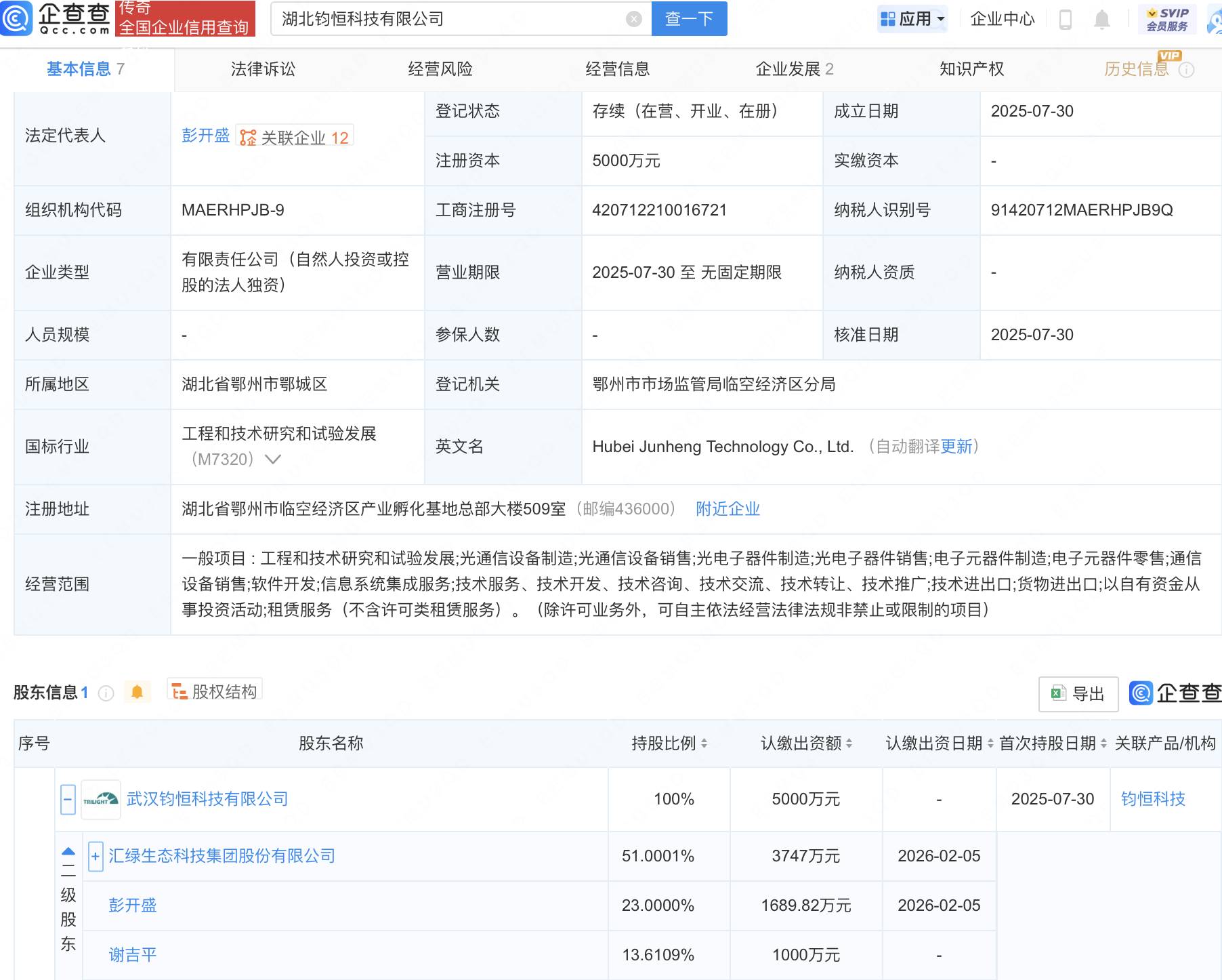 汇绿生态（001267）2025年中报简析：营收净利润同比双双增长，应收账款上升